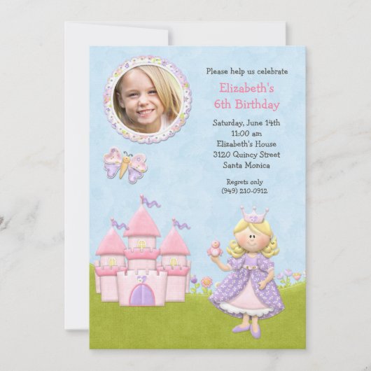 ブロンドのプリンセスの誕生日のパーティの招待状 招待状 (正面)