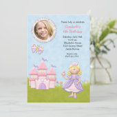 ブロンドのプリンセスの誕生日のパーティの招待状 招待状 (スタンド正面)