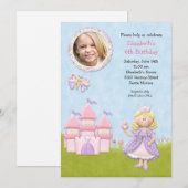 ブロンドのプリンセスの誕生日のパーティの招待状 招待状 (正面/裏面)