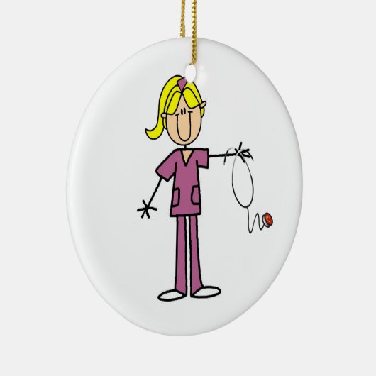 ブロンドのメスの棒の姿のナース セラミックオーナメント (右)