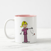 ブロンドのメスの棒の姿のナース ツートーンマグカップ (左)