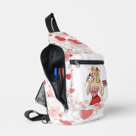 ブロンドのレトロバレンタインピンアップガール スリングバッグ