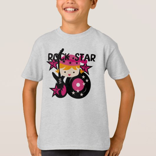 ブロンドのロックスターの女の子 Tシャツ (正面)