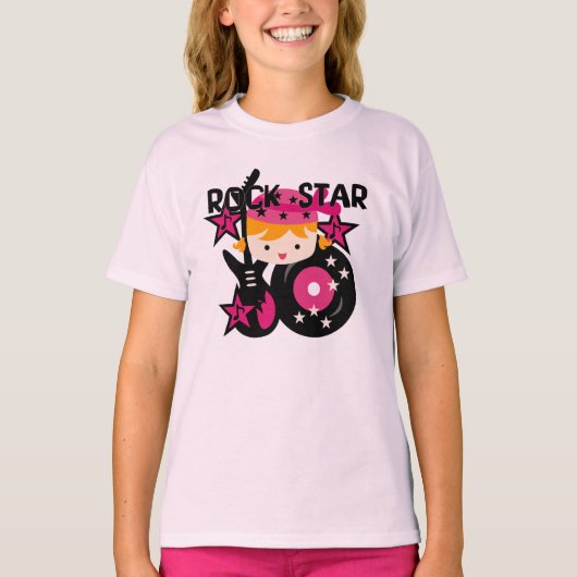 ブロンドのロックスターの女の子 Tシャツ (正面)