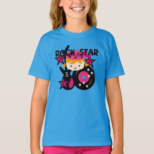 ブロンドのロックスターの女の子 Tシャツ (正面)
