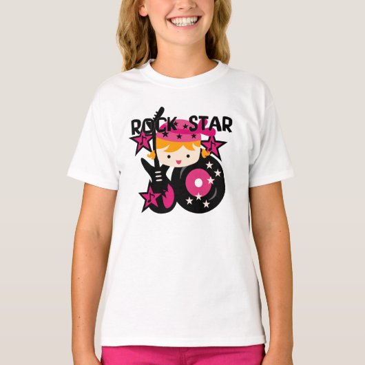 ブロンドのロックスターの女の子 Tシャツ (正面)