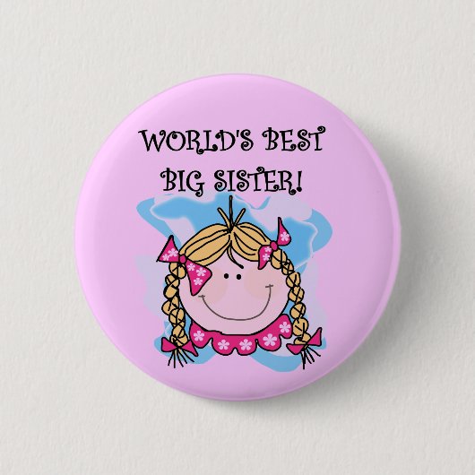 ブロンドの世界で最も最高のな姉のTシャツおよびギフト 缶バッジ (正面)