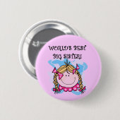 ブロンドの世界で最も最高のな姉のTシャツおよびギフト 缶バッジ (正面&裏面)