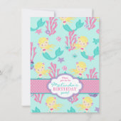 ブロンドの人魚の最初誕生日の招待状 招待状 (裏面)