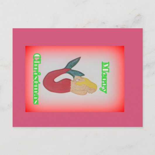 ブロンドの人魚メリークリスマスの葉書 シーズンポストカード (正面)