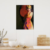 ブロンドの女の子と鏡ヴィンテージパルプカバーアート。 ポスター (キッチン)