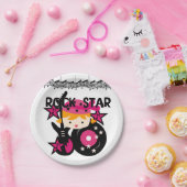 ブロンドの女の子のロックスターの誕生日の紙皿 ペーパープレート (パーティー)