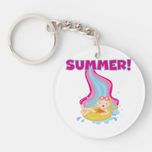 ブロンドの女の子の夏 キーホルダー (正面)