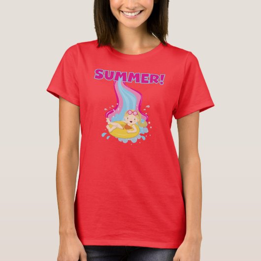 ブロンドの女の子の夏 Tシャツ (正面)