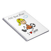 ブロンドの女の子の棒の姿I愛サッカーのギフト ノートブック (右側)