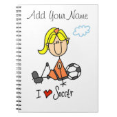 ブロンドの女の子の棒の姿I愛サッカーのギフト ノートブック (正面)