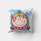 ブロンドの女の子の編み枕 クッション (裏面)