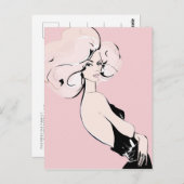 ブロンドの女の子は黒でピンク ポストカード (正面/裏面)