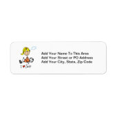 ブロンドの女の子スティックフィギュア私はサッカーのギフトが大好き ラベル (正面)