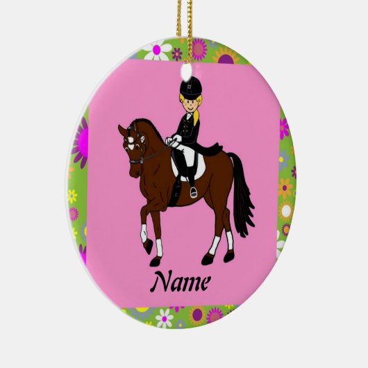 ブロンドの女の子ドレッセージ馬ライダーキャラ セラミックオーナメント (右)