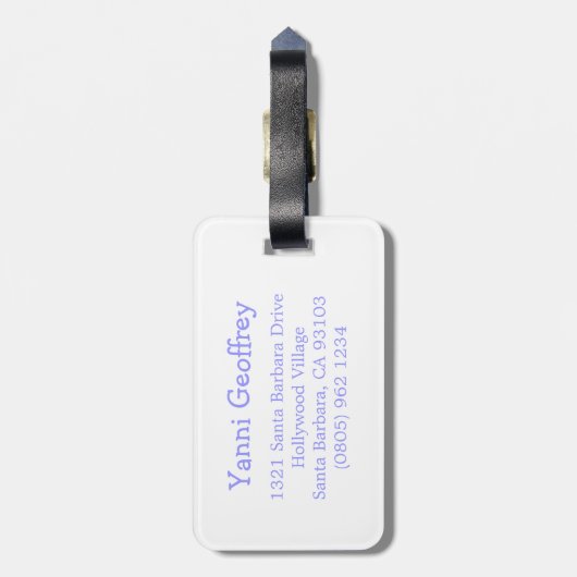 ブロンドの女の子パープルバニーの子供はラゲッジタグ名 ラゲッジタグ (裏面縦)