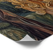 ブロンドの女の子,犬,歩く,夕日,山 ポスター (角)