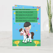 ブロンドの女の子 馬の秘密のメッセージ 誕生日 カード (裏面)