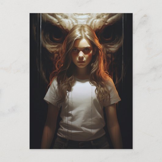 ブロンドの女性と悪魔 ポストカード (正面)