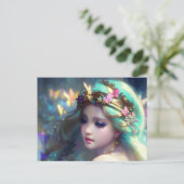 ブロンドの女性と蝶 ポストカード (スタンド正面)