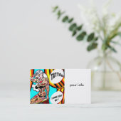 ブロンドの女性によって入れ墨される女性名刺 名刺 (スタンド正面)