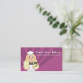 ブロンドの女性のベーキングのシェフの小麦粉の名刺 名刺 (スタンド正面)