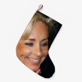 ブロンドの女性の微笑 スモールクリスマスストッキング (正面 (吊り時))