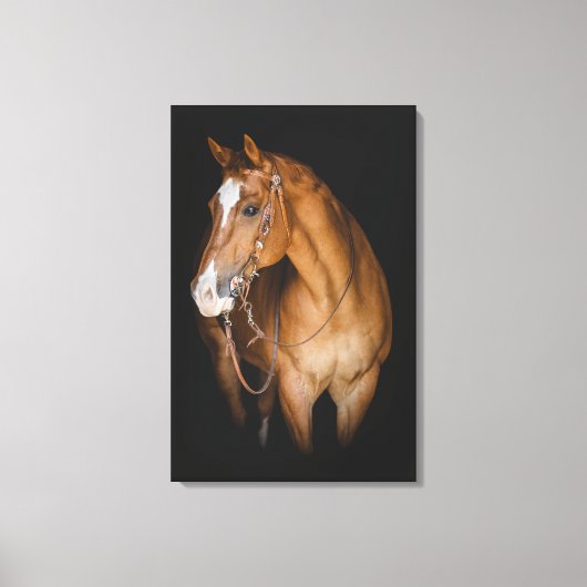 ブロンドの女性は及び-馬のキャンバスのプリントを壊しました キャンバスプリント (正面)