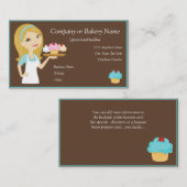 ブロンドの女性または水のカップケーキのパン屋かベーカリーの名刺 名刺 (正面/裏面)