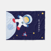 ブロンドの宇宙飛行士の少年 フリースブランケット (正面(横))