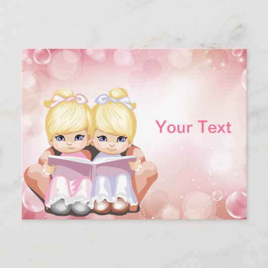 ブロンドの対の女の子の郵便はがき ポストカード (正面)