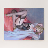 ブロンドの座り込みピン ジグソーパズル (横)