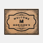 ブロンドの木製の質の黒のヴィンテージフレーム ドアマット (正面)