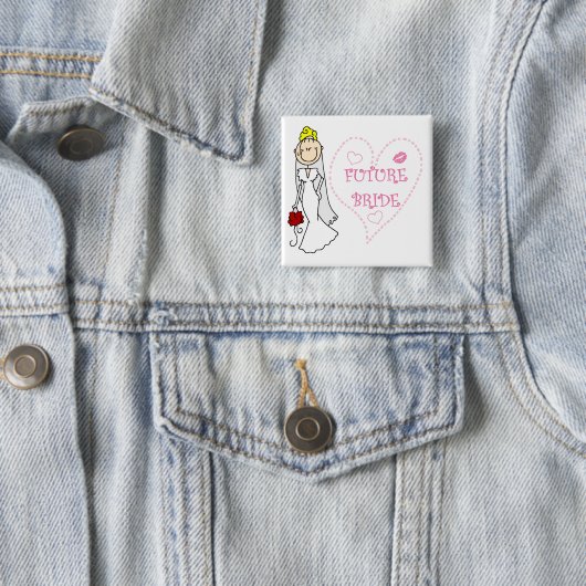 ブロンドの未来の花嫁のTシャツおよびギフト 缶バッジ (インサイチュ)