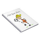 ブロンドの棒の姿のサッカーの選手の女の子のギフト ノートブック (右側)