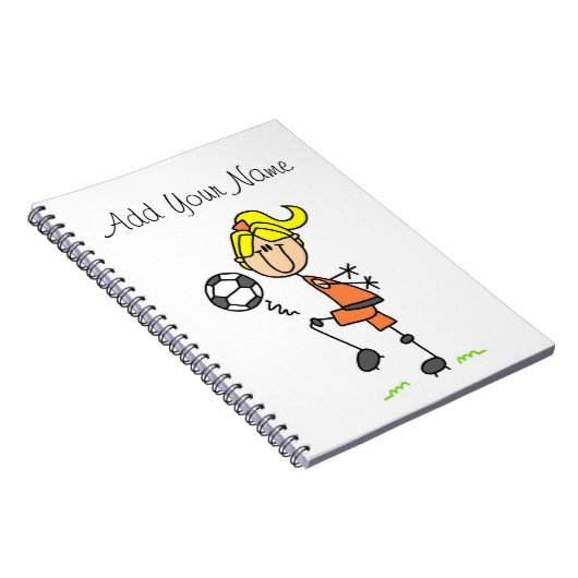 ブロンドの棒の姿のサッカーの選手の女の子のギフト ノートブック (右側)