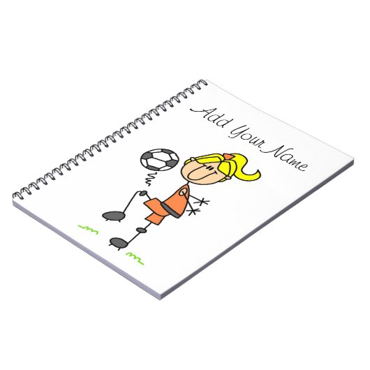 ブロンドの棒の姿のサッカーの選手の女の子のギフト ノートブック (左側)