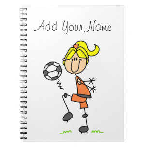 ブロンドの棒の姿のサッカーの選手の女の子のギフト ノートブック