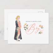 ブロンドの母は男の子の赤ちゃんシャワー招待状 ポストカード (正面/裏面)