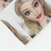 ブロンドの漫画の人形の赤い唇 フリースブランケット (角)