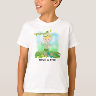 ブロンドの男の子のサファリの誕生日によってカスタマイズTシャツ Tシャツ
