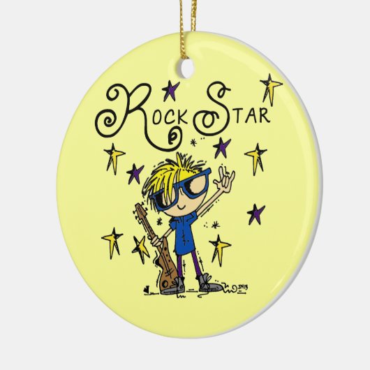 ブロンドの男の子のロックスター セラミックオーナメント (左)