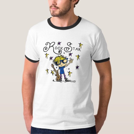 ブロンドの男の子のロックスター Tシャツ (正面)