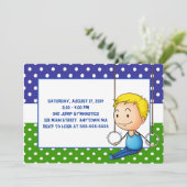 ブロンドの男の子の体操の誕生日の招待状 招待状 (スタンド正面)