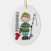 ブロンドの男の子I愛魚釣り セラミックオーナメント (右)